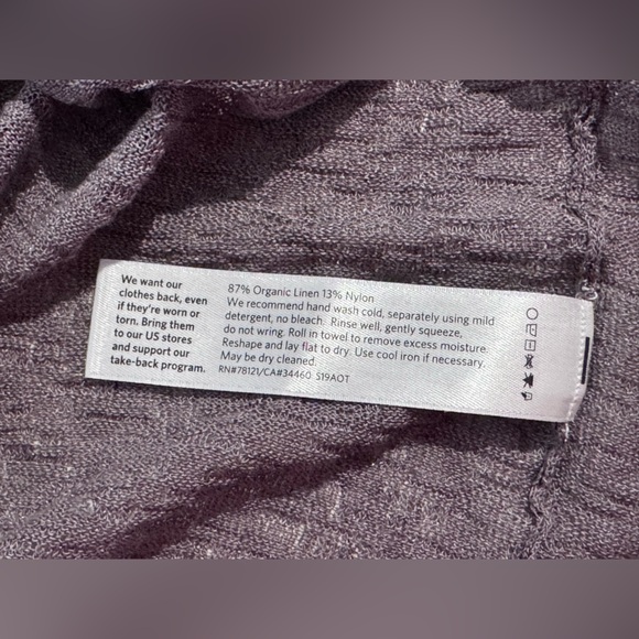 Eileen Fisher Linen Cardigan Open lightweight Layer Size Medium. Purple/Gray. - Picture 4 of 5